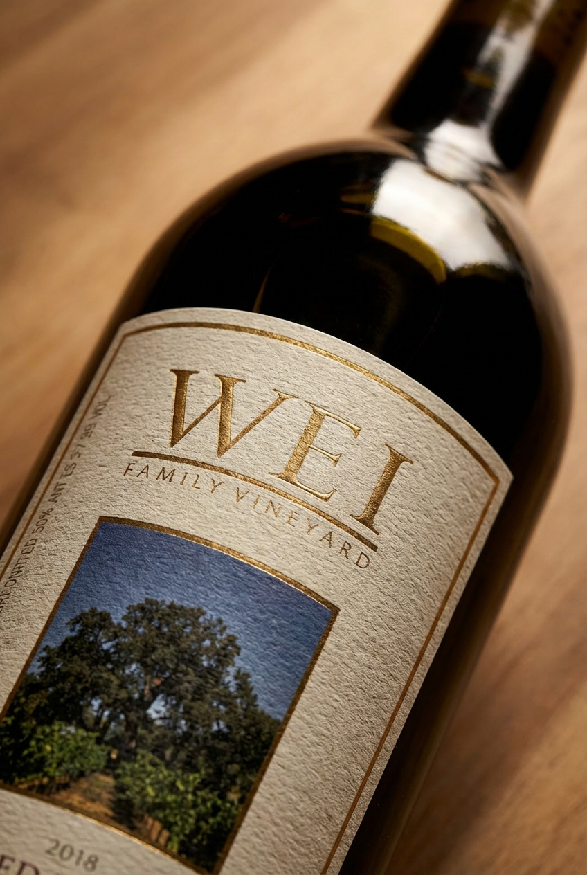 Wei Family Vineyard label detail